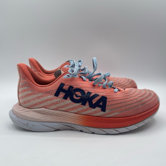 Hoka Shoes - Hoka One One Shoes Womens 9B Mach 5 Athletic Running Sneakers Orange Fabric